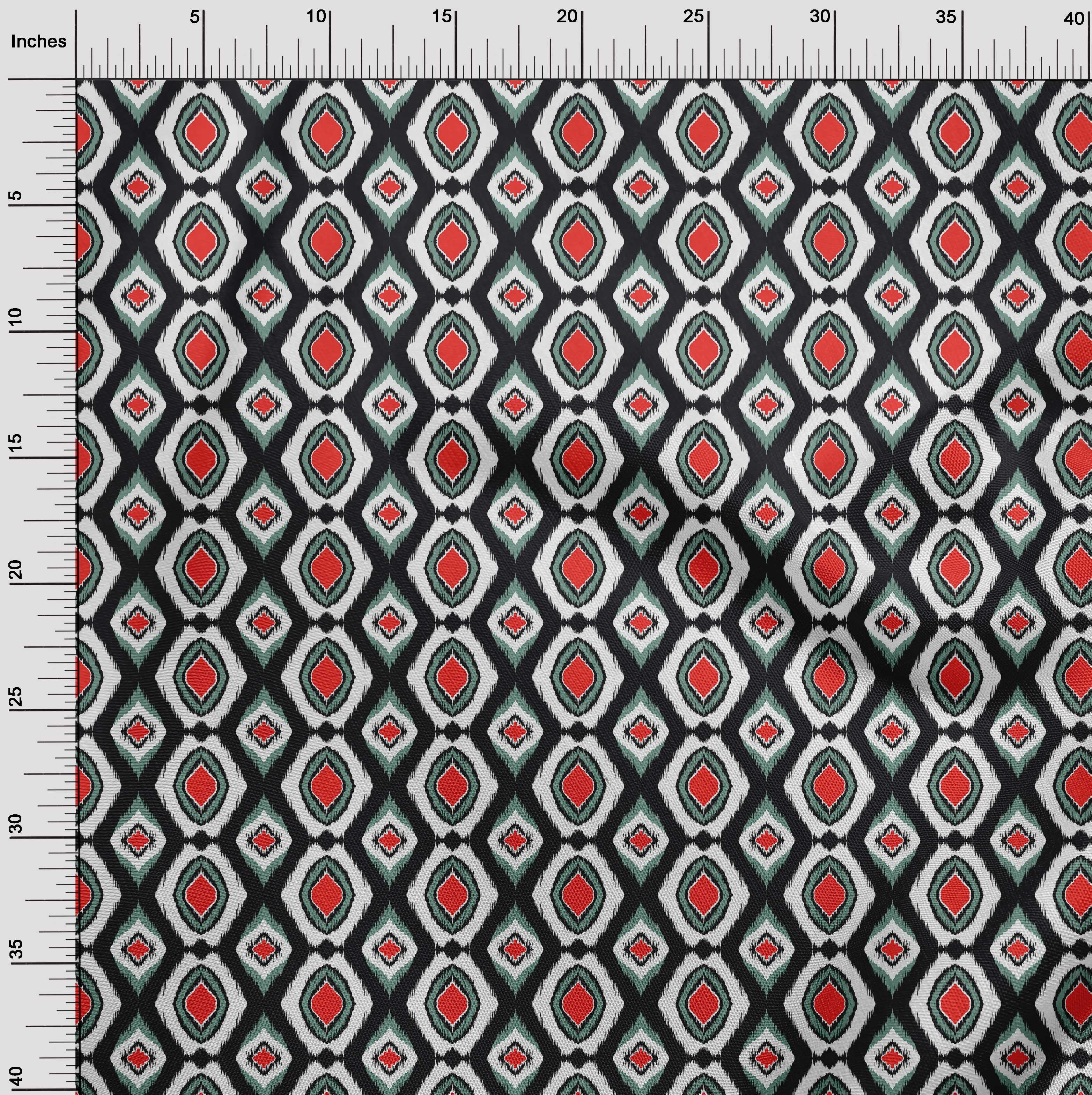 oneOone Cotton Jersey Red Fabric Asian Ikat Diy Clothing Quilting Fabric Print Fabric By Yard 58 Inch Wide