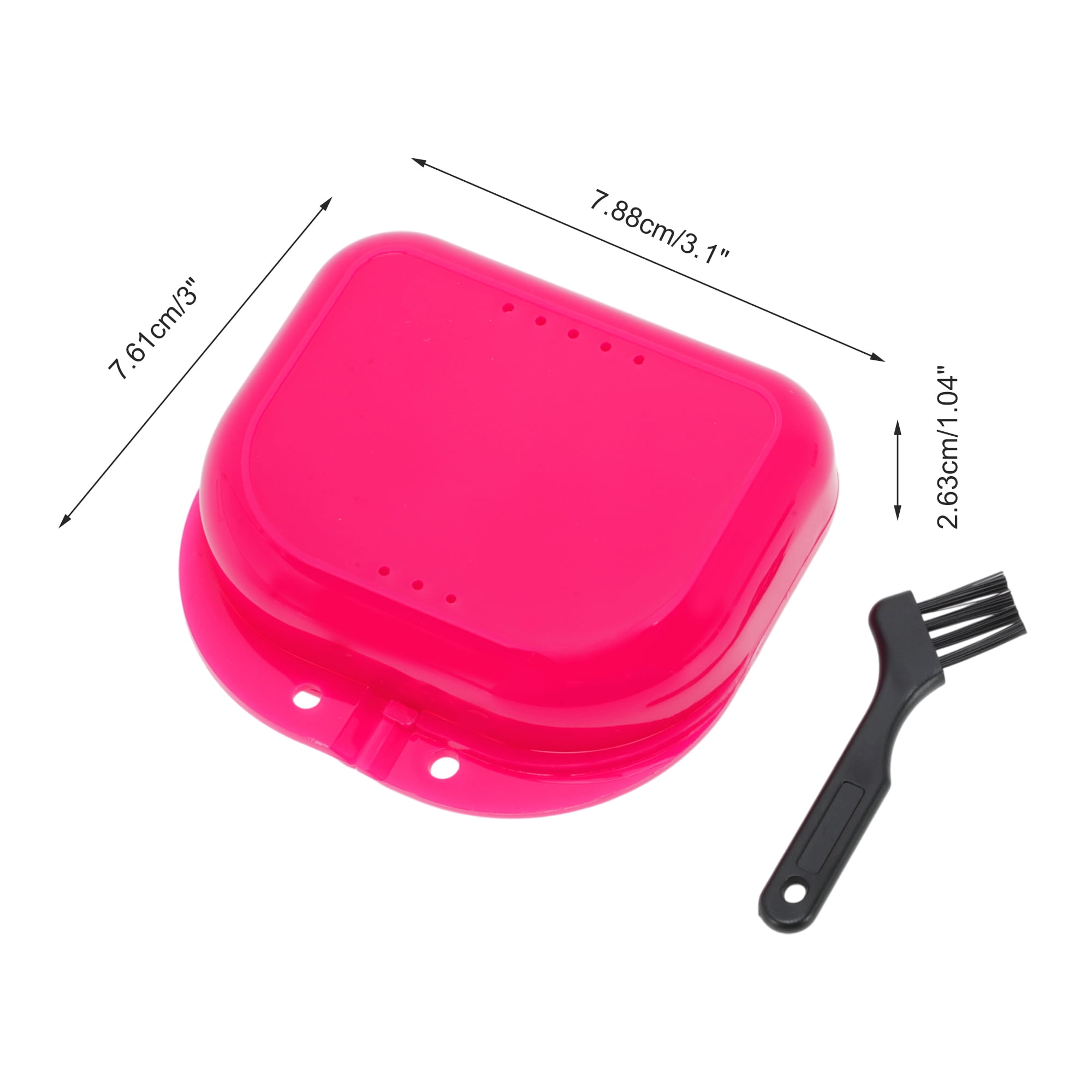 Unique Bargains Mini Braces Box with Brush 1 Set Rose Red