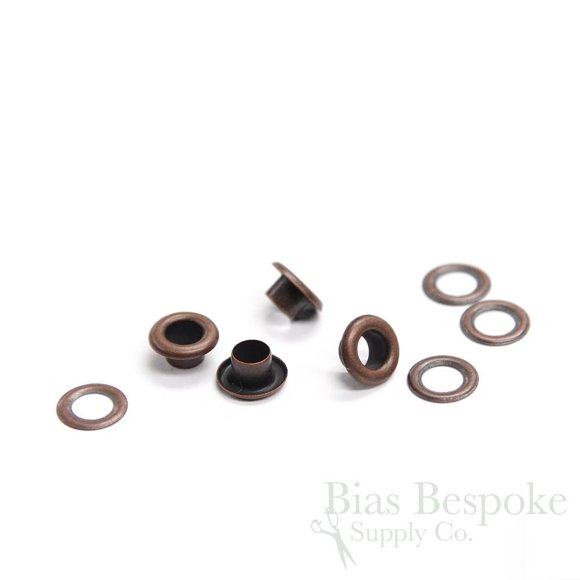 Set of 144, Shay #00 Grommets (Hole Size 4.8mm), for Bevy Pliers, Antique Copper Color