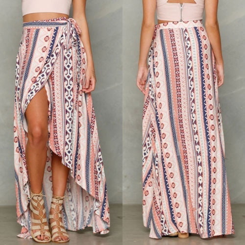 Boho chiffon split maxi skirt hotsell