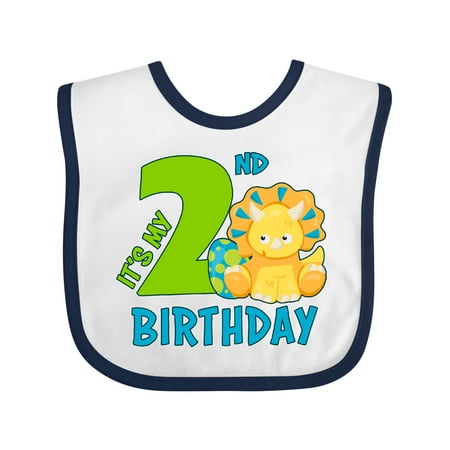 

Inktastic Its My 2nd Birthday with Dinosaur Gift Baby Boy or Baby Girl Bib