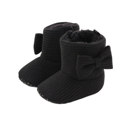 

Diconna Baby Girls Boys Snow Boots Soft Sole Anti-Slip Crib Shoes Winter Warm Cozy Bowknot Booties