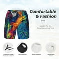 thumbnail image 3 of Naloa Vibrant Rainbow Parrot Fantasy Print Men Swim Trunks with Compression Liner ,Board Shorts,Men's Swim Shorts with Drawstring and Elastic Waistband-Small, 3 of 6