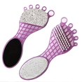thumbnail image 2 of Dual Side 4 In 1 In Plastic Purple Handle Foot Shape Pedicure Care Foot File Calluses Remover Pumice Brush Stone, 2 of 5