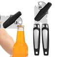 thumbnail image 1 of Stainless Can Opener Manual With Soft Grip Handles Easy Turn Hand Can Openers For Seniors With Smooth Edge Lid Remover Black, 1 of 8