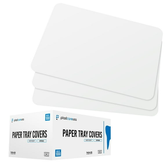 1000 Plastcare USA Disposable Paper Tray Covers 8.25" X 12.25" (White)