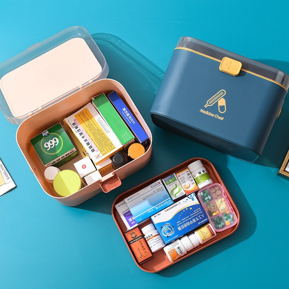 UHUSE Portable Medicine Lock Box with Handle First Aid Security