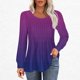thumbnail image 1 of Honeeladyy - Camiseta informal de manga larga con cuello redondo, plisada y holgada para tenis y golf (morado, XL), 1 of 5