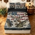 thumbnail image 2 of meiyoeat Retro American Flag Buck Fishing Zipper Full Size Comforter Sets with Fitted Sheet and 2 Pillowcases for Men Boys, Bass Pike Fish Animal Zipper Bedding Set, Black Reversible, 4 Pieces, 2 of 7