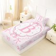 thumbnail image 5 of spefrowx Princess Bow Letter B Twin Sheets for Kids, Pink Stripe Heart Print Bedding, 3-Piece, 1 Flat Sheet, 1 Fitted Sheet and 1 Pillowcase, 5 of 6