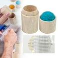 thumbnail image 2 of Wooden Sewing Needle Organizer, Portable Pincushion Holder with Lid & 12 Embroidery Needles, Compact Storage Case for Stitching Knitting Hand Crafts, Gift Idea, 3.35x1.57 Inch, 2 of 8