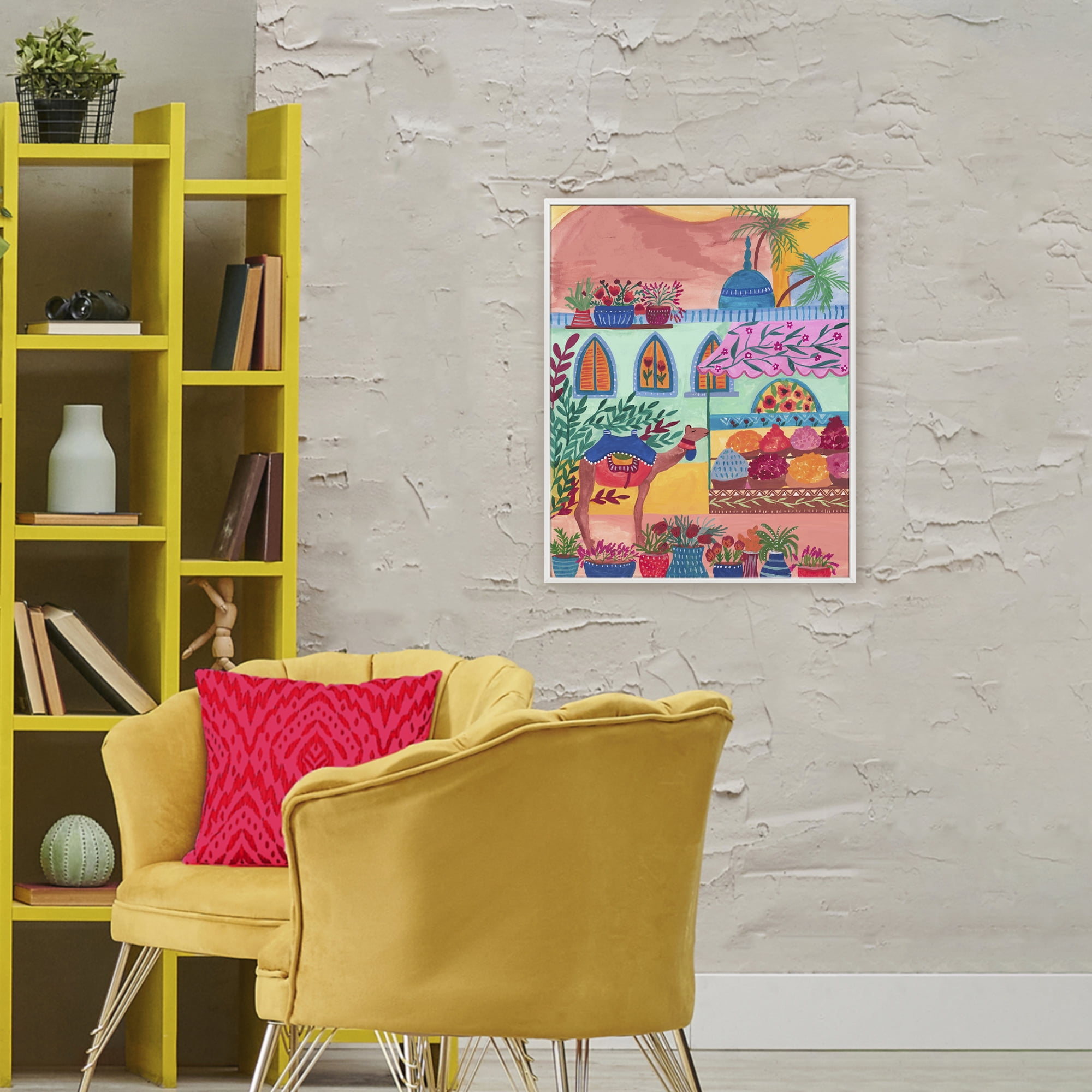 Exotic Egypt Camel White Framed Giclee Art, design by Nabeela Rumi