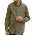thumbnail image 2 of Spring Autumn Kids Long Sleeve Plain Button Blouse Boys Children Solid Tops with Pocket for 5-14 Years, 2 of 5