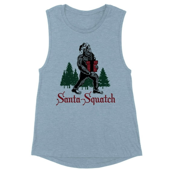 Santa-Squatch Women's Muscle Tank 2X-Large Stonewash Denim
