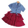 thumbnail image 2 of YTDSCS Kids Toddler Girls Dress Set Short Sleeve Slip Dress + Denim Short Sleeve Jacket Teen Casual Soft Breathable Comfortable Versatile Summer Outfits for Size 4-12Years, 2 of 8