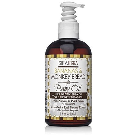 Shea Terra Organics Mama and Baby Collection | Bananas & Monkey Bread Baby Oil | Non Toxic All Natural Baobab and Shea Butter Oil for Cradle Cap, Rashes, Diaper Area and Dry Skin Relief ? 8oz