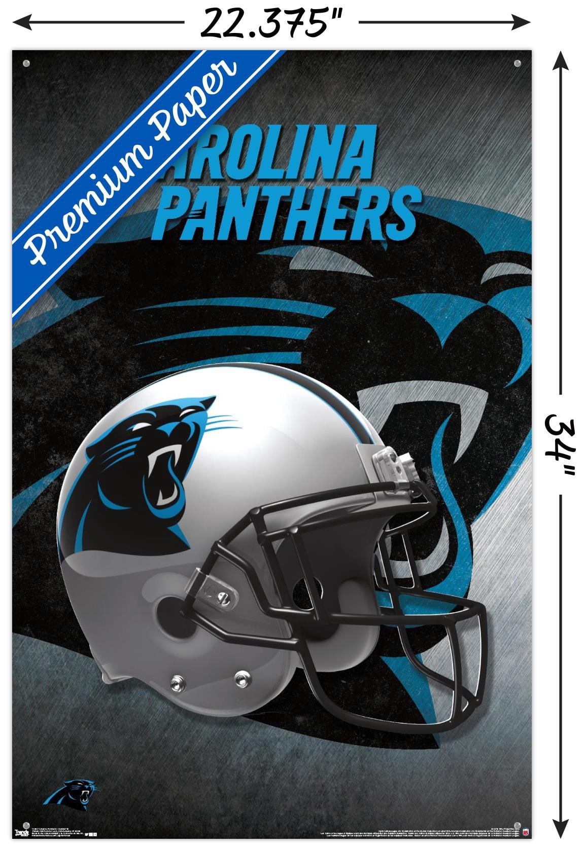 NFL Carolina Panthers - Helmet 16 Wall Poster with Push Pins, 22.375" x 34"