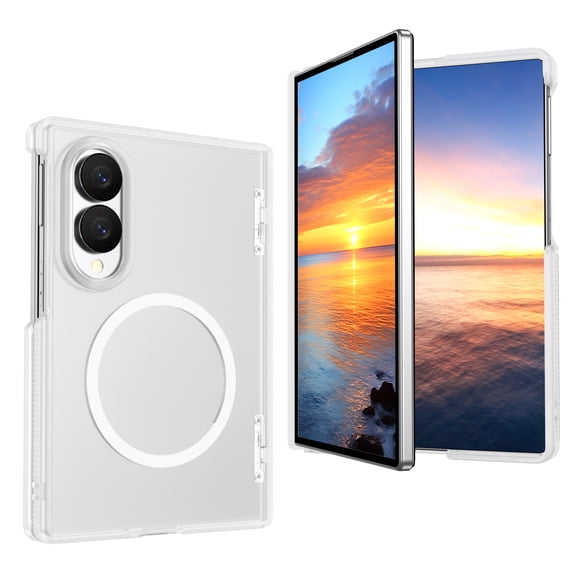Lunvic for Samsung Galaxy Z Fold8 Case, Built-In Magnetic Ring, Wireless Charging Compatible, Hinge Protection, Anti-Yellowing Clear Design with Front Frame, Matteclear