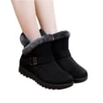 thumbnail image 3 of Women's Winter Fur Snow Ankle Boots Buckle Suede Waterproof Zipper Anti-slip Warm Snow Short Booties, 3 of 5