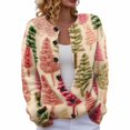 thumbnail image 2 of Cardigan de Noël pour Femmes, Chandail en Tricot à Manches Longues avec Boutons et Col Rond, Tenue de Fête pour les Rassemblements de Noël et les Occasions Festives - Jaune Clair, 2 of 6