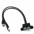 thumbnail image 3 of 2 Port USB 3.0 Cable Extension Code Male to Female Adapter with Screw Panel Mount Holes 30cm, 3 of 17