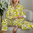 thumbnail image 6 of Yiaed Banana Print Pajamas Women's Long Sleeve Sleepwear Soft Button Down Loungewear Pjs Lounge Set Nightwear Womens Pajama Pants-Large, 6 of 7