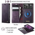 thumbnail image 4 of CaseMe Wallet Case for iPhone 17 Pro Max Compatible with Magsafe, 2-in-1 PU Leather【RFID Blocking】Flip Card Holder Stand Shockproof Magnetic Detachable Cover for iPhone 17 Pro Max 6.9",Purple, 4 of 10