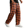 thumbnail image 2 of Migroa Mens Plaid Wide Leg Trousers Elastic Waist Loose Fit Casual Pants with Pockets, Lightweight Comfort Bottoms for Daily Wear And Outdoor Activities Orange 2Xl, 2 of 9