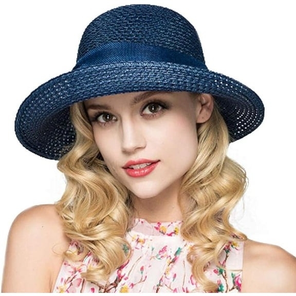Women Floppy Sun Hats Fashionable Summer Wide Brim Cap BeachStraw Hat UV Travel Packable Cotton