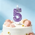 thumbnail image 6 of Number Birthday Candles, Purple Glitter Crown 0-9 Set Cake Topper Candles for Birthday Anniversary Milestone Party Dessert Decor, 6 of 6