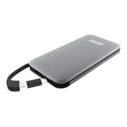 Angle View: Kanex GoPower Plus - Power bank - 8000 mAh - 3 A - 2 output connectors (USB, Micro-USB Type B) - on cable: Micro-USB, Lightning - space gray