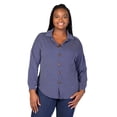 thumbnail image 3 of Plus Size Ribbed Button Up Collared Shirt Jacket, 3 of 9