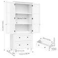 thumbnail image 3 of Homfa Rattan Cabinet with Doors, Tall Storage Cabinet with 2 Drawers, Narrow Accent Versatile Cabinet for Living Room, White, 3 of 11