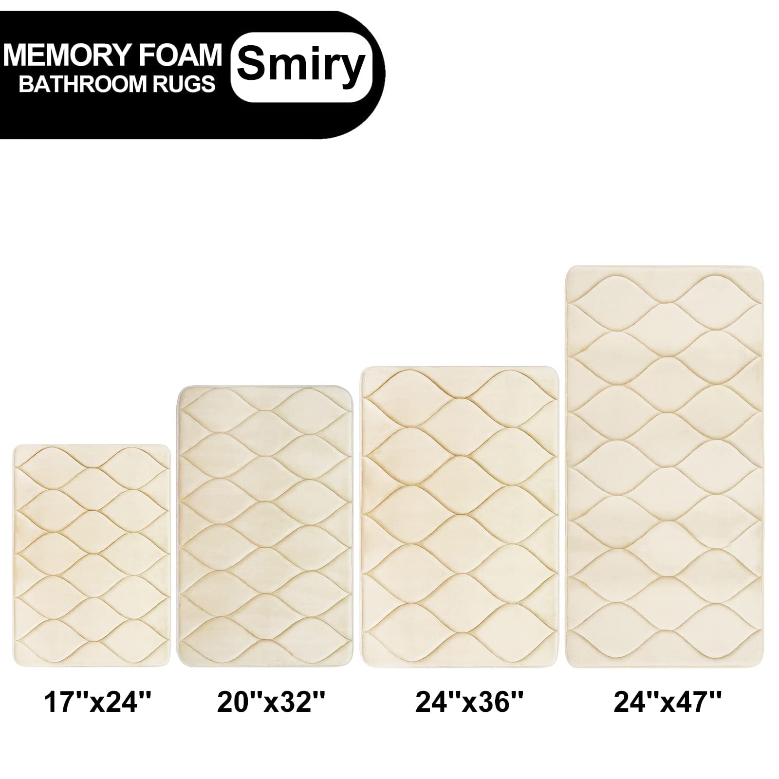 Smiry Memory Foam Bathroom Rugs, Ultra Soft & Non-Slip Bath Runner Mat, 24"x47", Beige