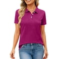 thumbnail image 6 of Women's Short Sleeve Collared Polo Shirts Cotton Quick Dry Tennis Tops Lightweight Breathable Summer Casual Shirts, #01 Purple, XL, 6 of 6