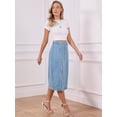 thumbnail image 2 of DARING DIVA Women's Denim Midi Skirt Button Up Slit Jean Skirts Medium Light Blue, 2 of 6