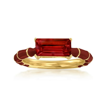Ross-Simons 1.70 ct. t.w. Garnet and Red Enamel Ring in 18kt Gold Over Sterling, Women's, Adult