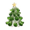 thumbnail image 1 of Mini figuras de árboles de Navidad verdes, pisapapeles de cristal con forma de árbol de Navidad y estrella en la punta, decoración navideña de mesa., 1 of 6