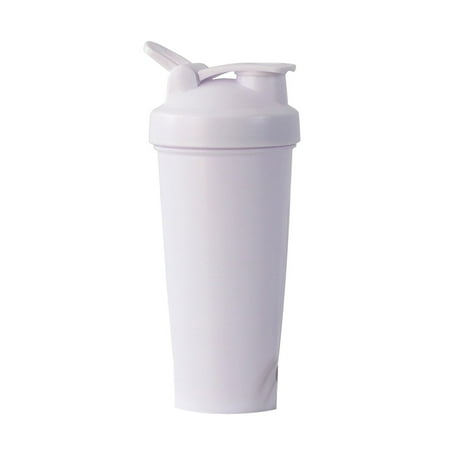 

kjfeif White Sports Fitness Protein Shake Shaker Cup: A 600ml Plastic Water Bottle Designed with A Handle Suitable for Fitness and Sports Use.
