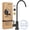 Black, variant on Drinking Water Faucet - Long Thread Stem Filtered Water Tap for Thick Countertop,Lead-Free RO Faucet with Hose and Push Connect Fittings(Matte Black-Flat Top)