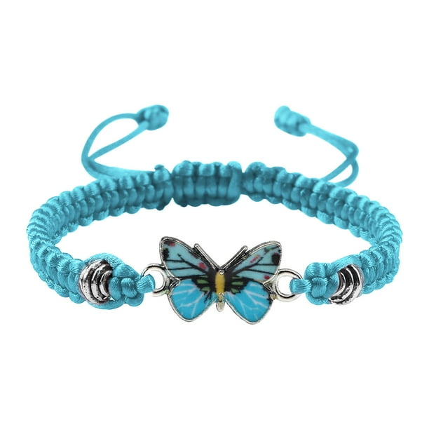 Pulseras para mujer, regalos para mujer, pulsera para enamorados, pulsera tejida a mano para San Valentín, joyería para novias, pulsera con dije de mariposa.