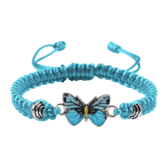 Pulseras para mujer, regalos para mujer, pulsera para enamorados, pulsera tejida a mano para San Valentín, joyería para novias, pulsera con dije de mariposa.