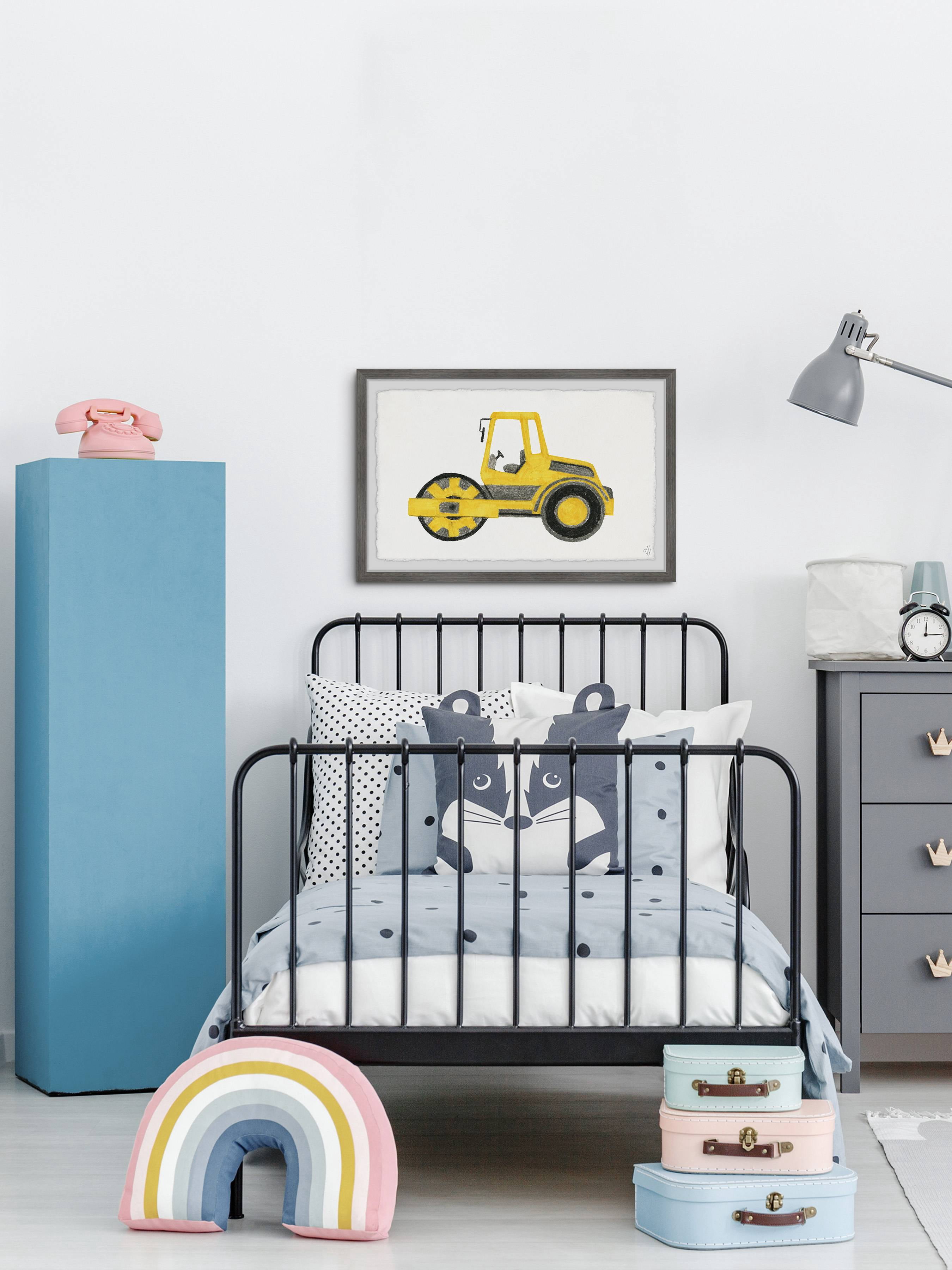 Marmont Hill Road Roller Truck Framed Wall Art, 12.00" x 1.50"