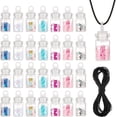 thumbnail image 2 of 28Pcs Wishing Mini Glass Bottle Pendant Necklace Refillable Bottles Wish Bottles Glass Bottle with Star Glitter Sequins/Paillette Inside and Waxed Polyester Cord for Wedding Party, 2 of 6