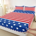 thumbnail image 5 of Manfei Patriotic Star Stripe Bed Sheets, American Flag Full Size Sheets, Navy Blue White Red, Navy Reversible 4 Pieces (1 Flat Sheet, 1 Fitted Sheet and 2 Pillowcases), 5 of 6