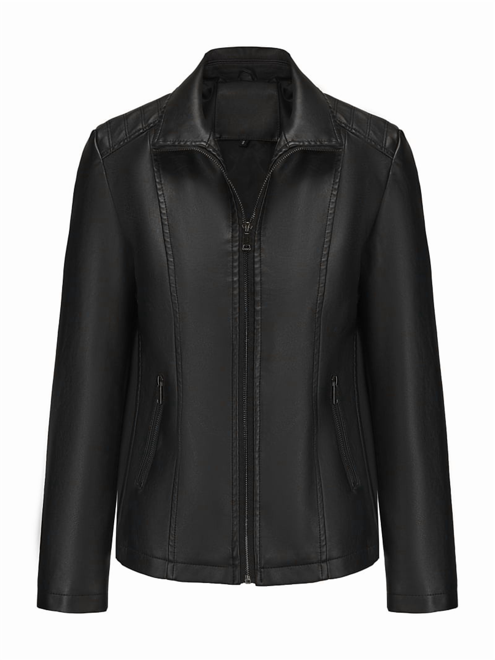 Faux Leather Jacket for Women Fashion Zip Up Coat Trendy Going Out Jackets
