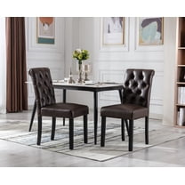 Guyou Faux Leather Dining Chairs Set of 2, Mid Century Modern Solid Wood Parsons Chairs, Button Tufted Upholstered Armless Side Chairs with High Back for Dining Room Kitchen Restaurant, Chocolate