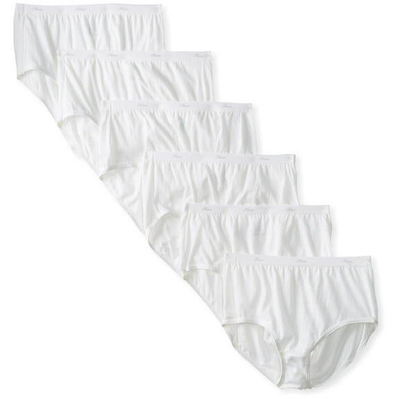 Hanes Women's 6 Pack Core Cotton Brief Panty (White, 9 (Hips 43"-45"))
