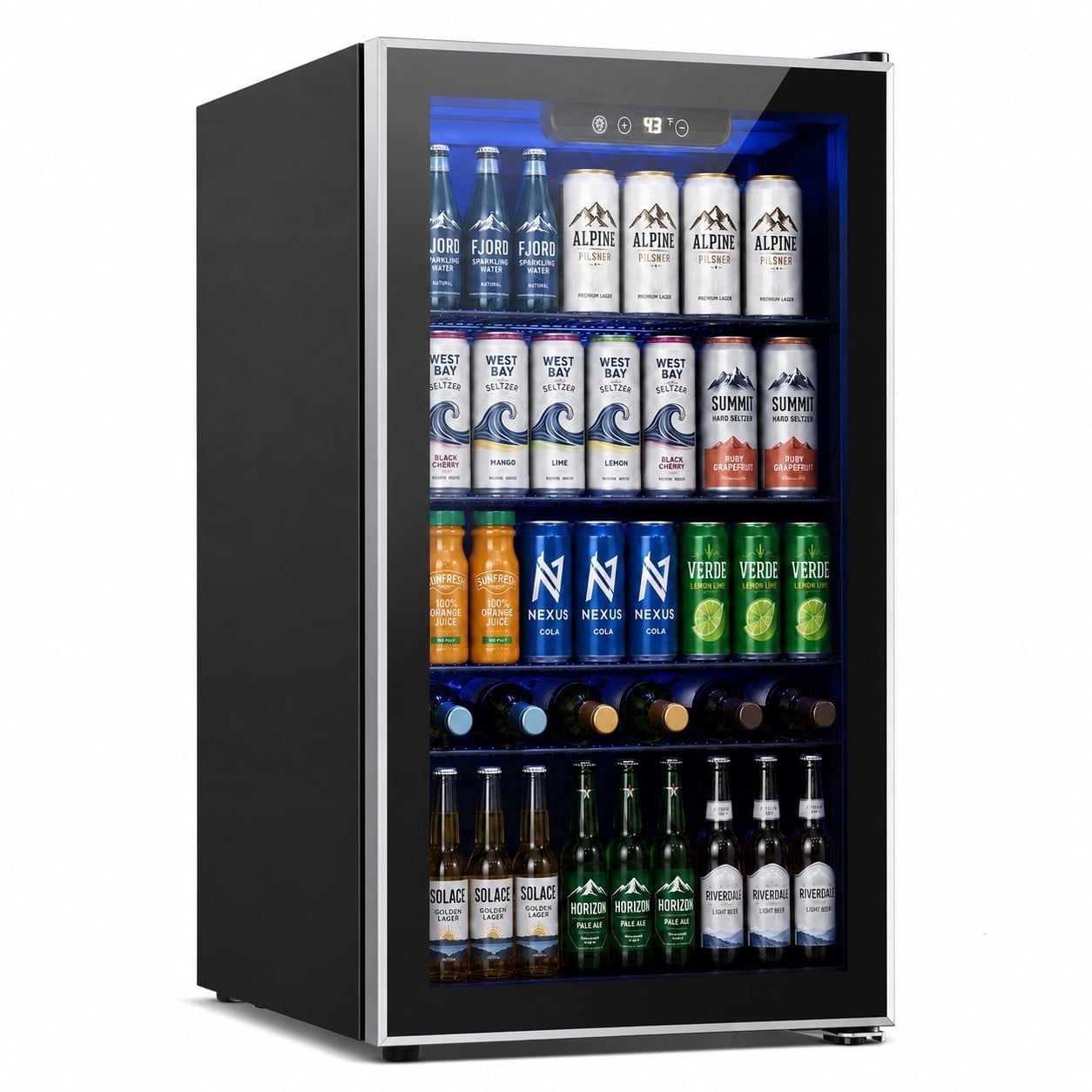 Galanz 85 Can Beverage Cooler, Glass Door Beverage Refrigerator