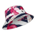 thumbnail image 2 of Gaeub Dark Blue Stripes and Pink Flamingos Printed Double Sided Reflective Bucket Hat Foldable Sun Hat for Camping Hiking Fishing, 2 of 9